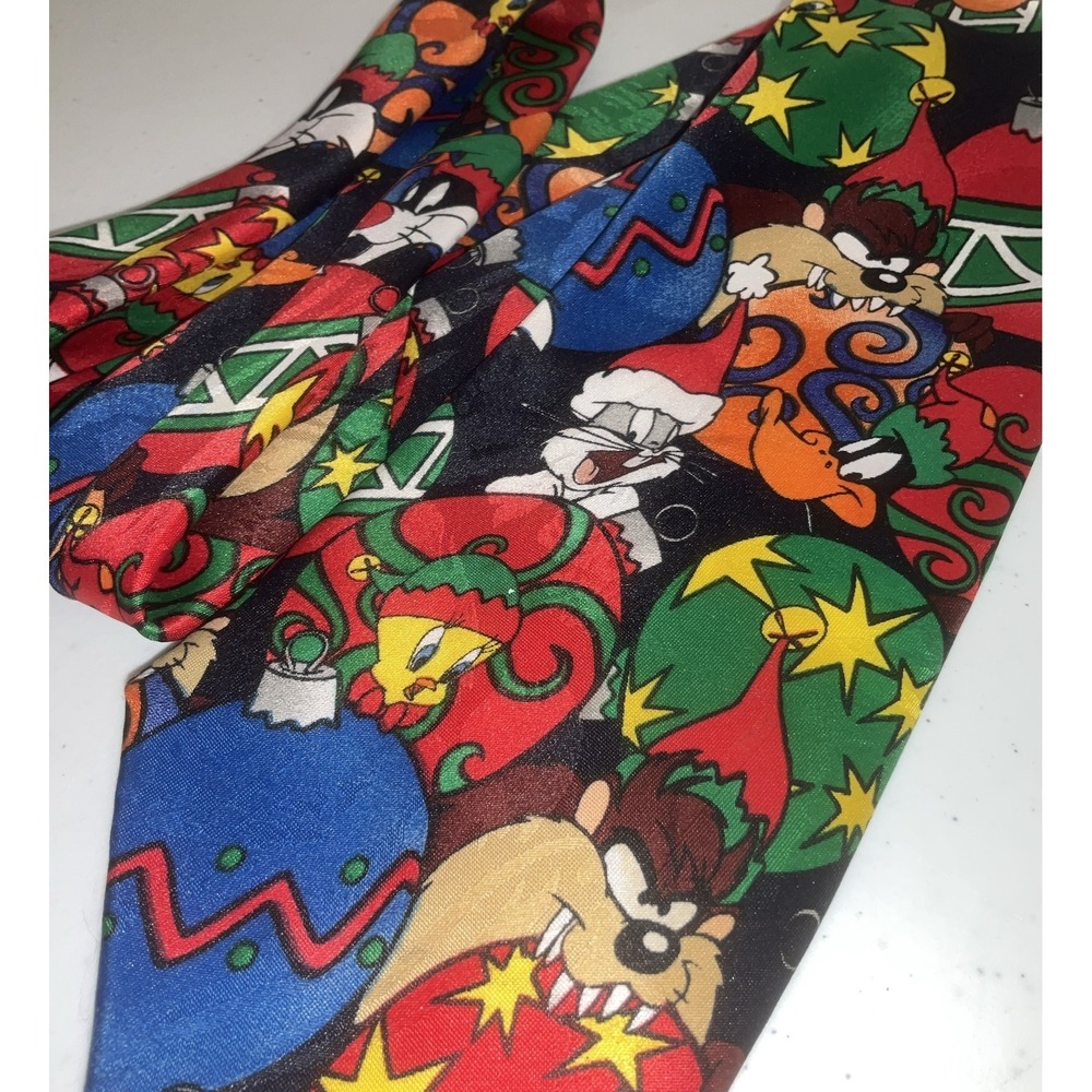 Looney Tunes Christmas Holiday Novelty Necktie Mens Ties Taz Bugs Multi Vintage